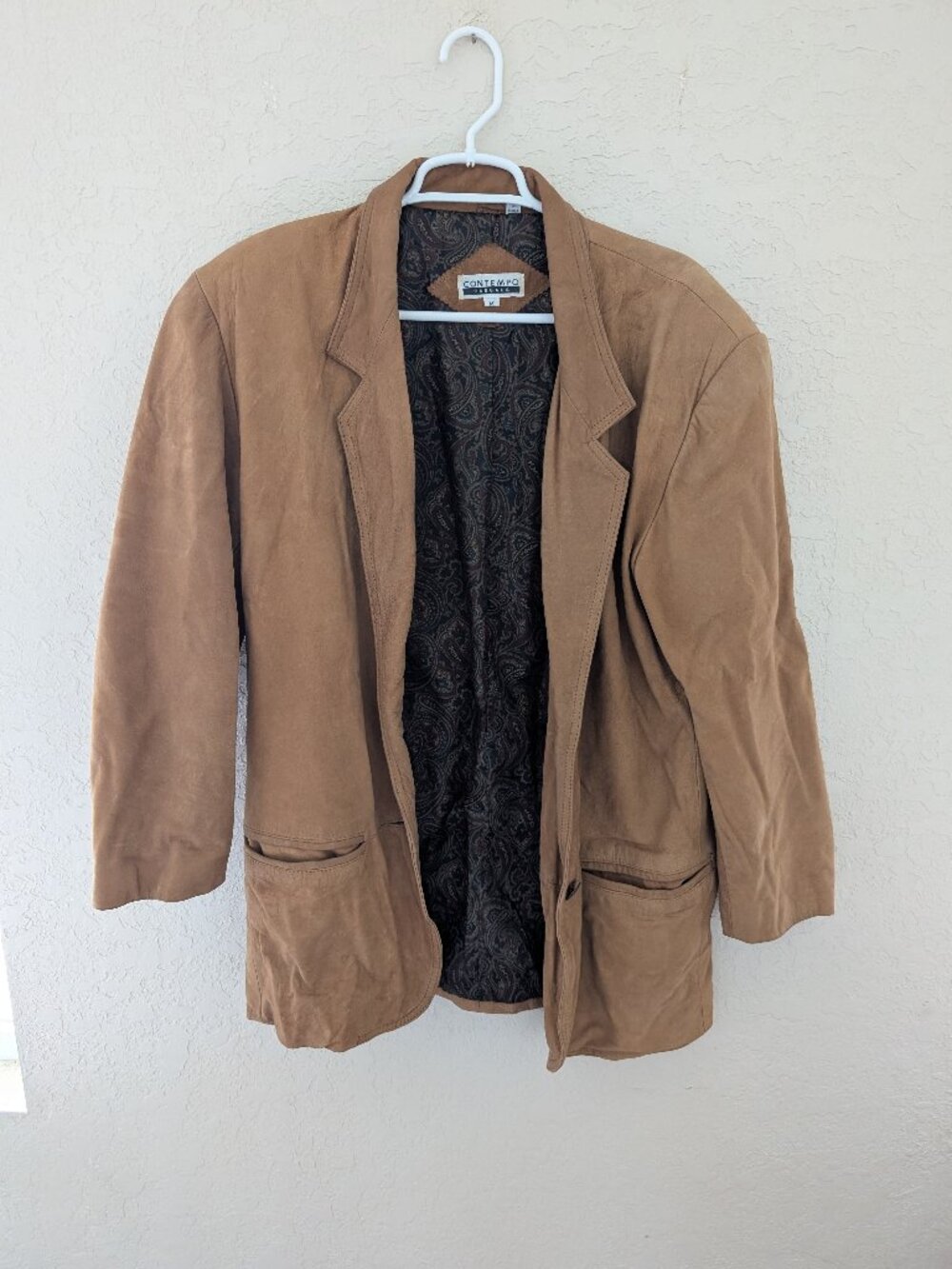 Vintage Contempo Casuals Leather 80s Blazer Jacket Size M